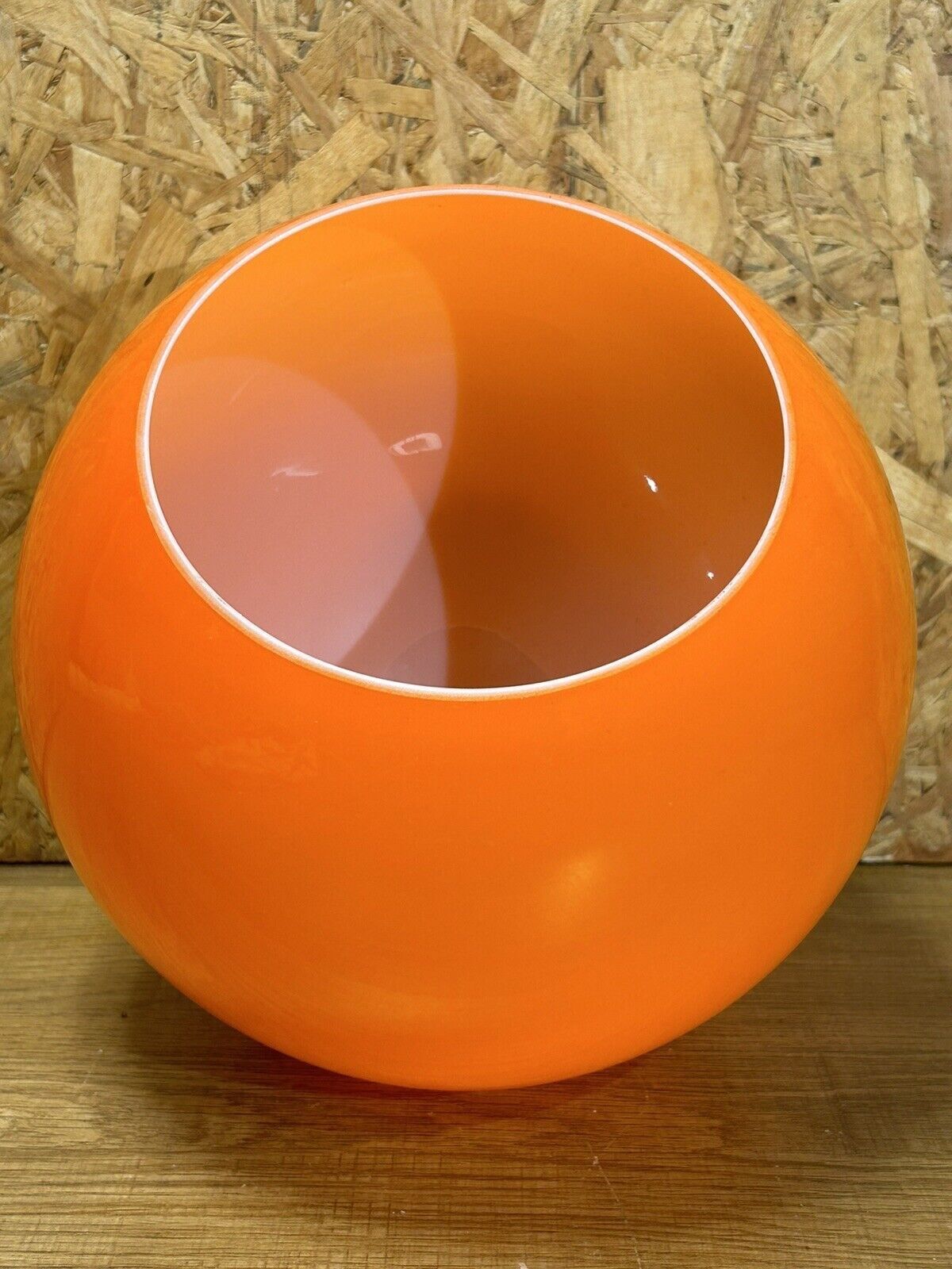 Large orange and white opaline globe, 70's, vintage, space age, pop