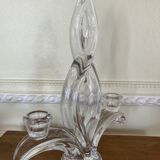 Double crystal candle holder from vannes le chatel 60s
