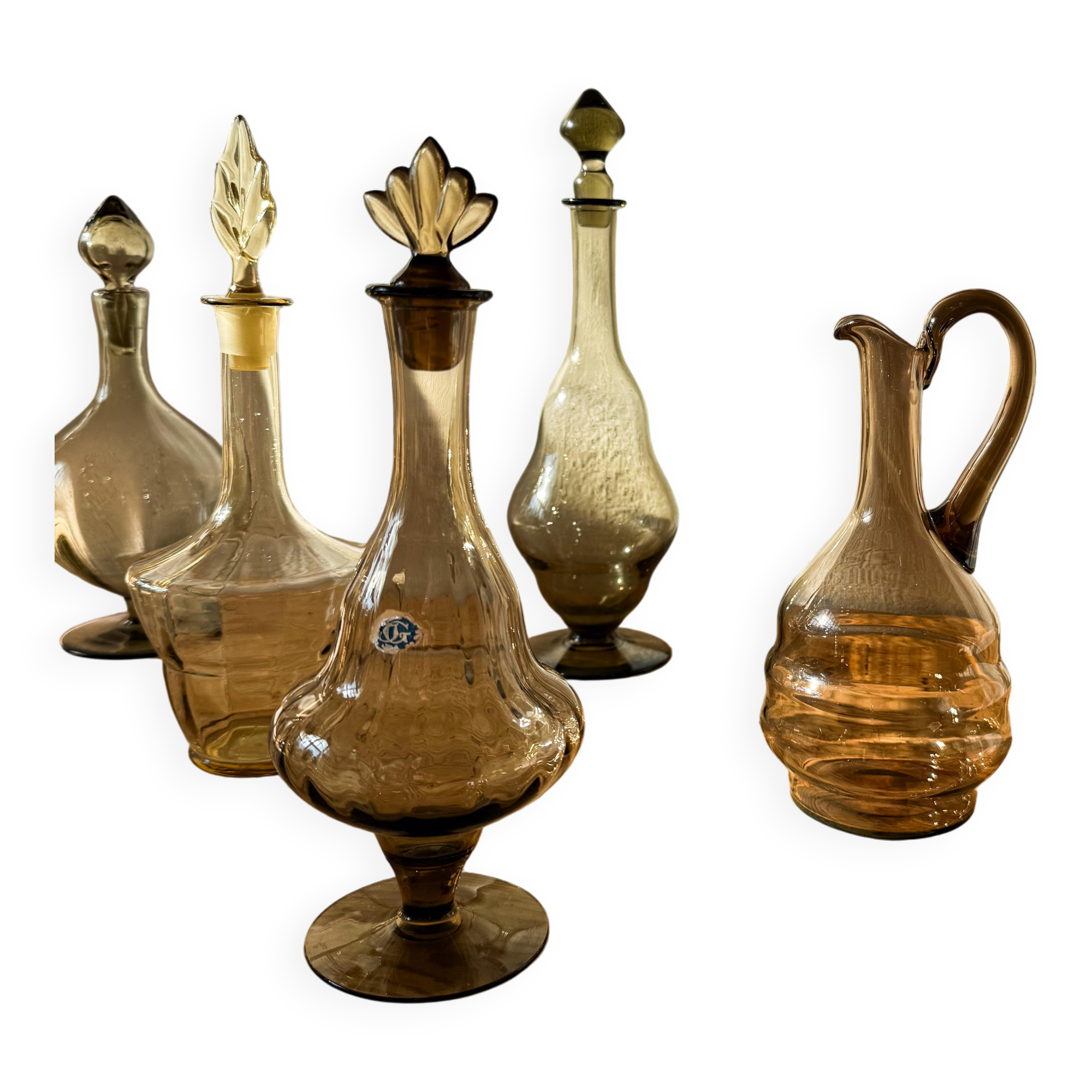 Art Deco Collection of 10 Sculptural Carafes Sweden 1920s