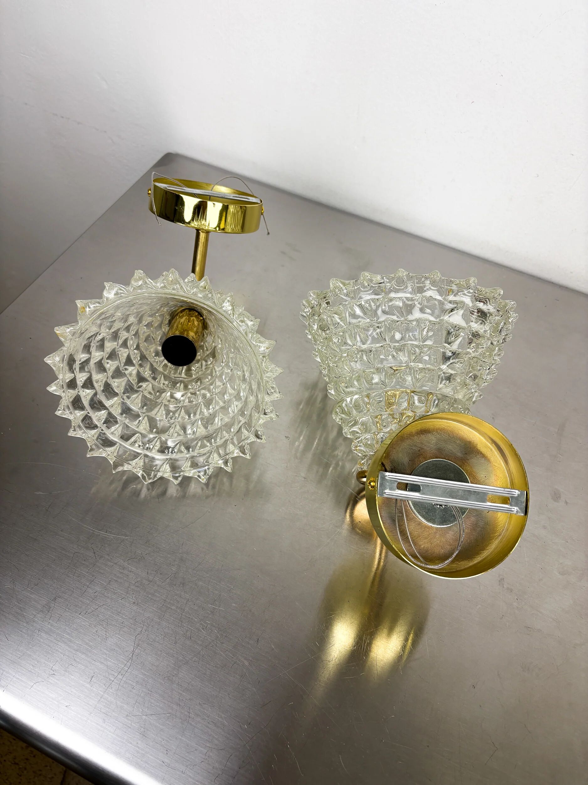 Pair of Mid-Century Barovier & Toso "Rostrato" Murano Glass Wall Lamps, Italy 1960s