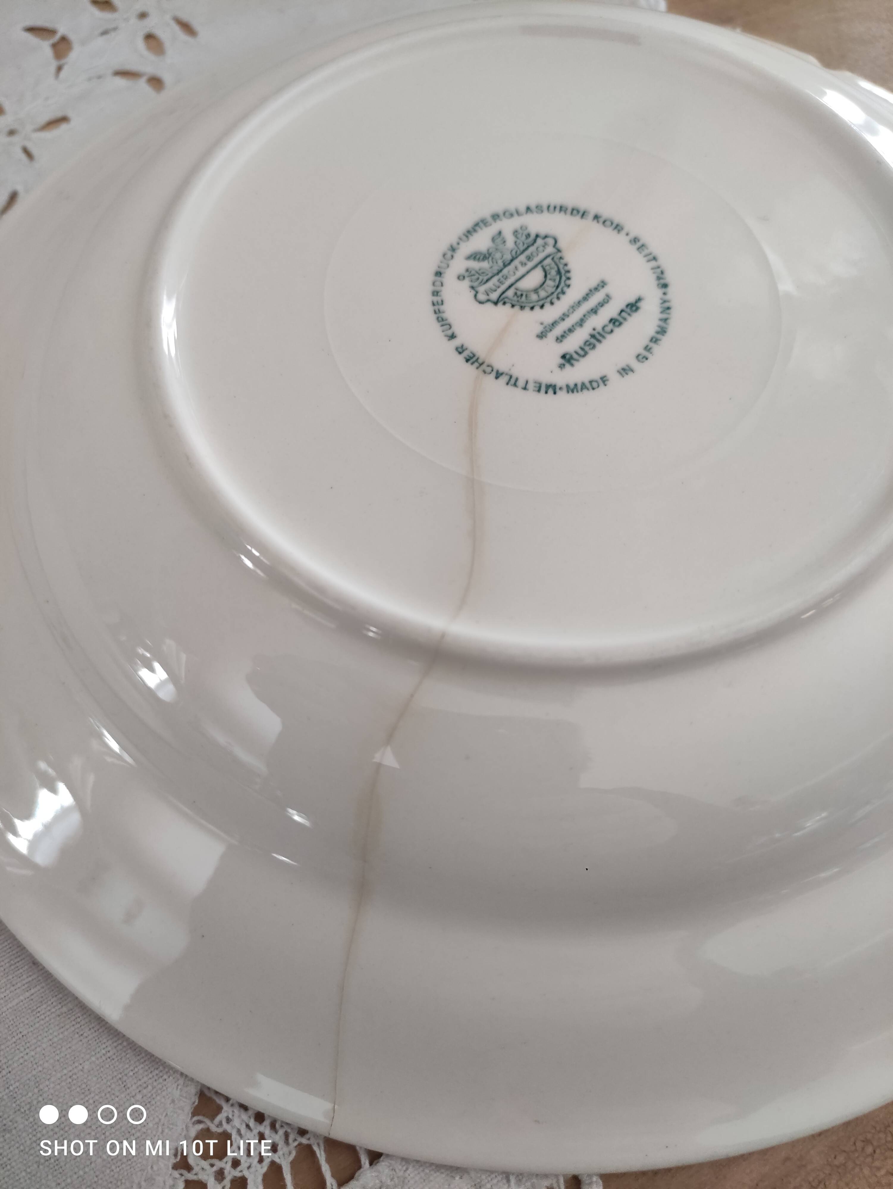 Set of 6 hollow plates in opaque porcelain Villeroy & Boch model Rusticana red English décor