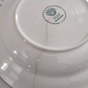 Set of 6 hollow plates in opaque porcelain Villeroy & Boch model Rusticana red English décor