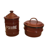 Set of two old enamelled boxes