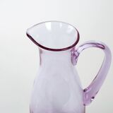 Pink glass jug, Italian design, 1970s, made in Italy