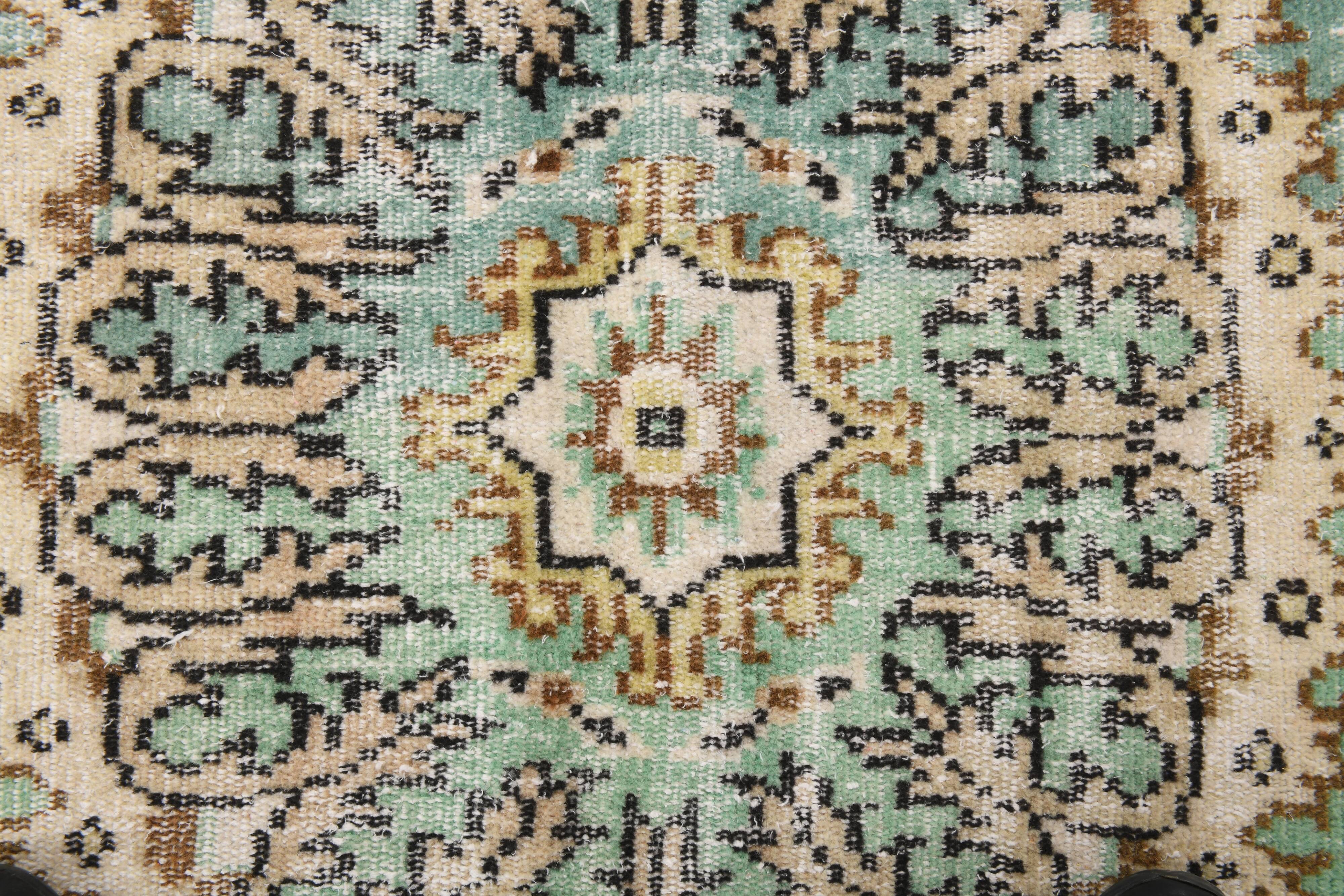 5x8 Green & Cream Oriental Vintage Rug 157x235Cm SK 24776