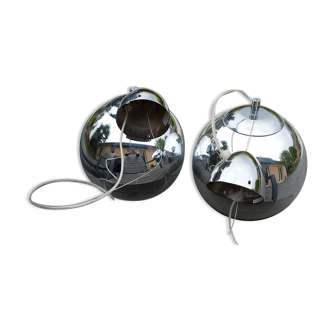 Set of 2 glass globes.style 70's vintage