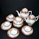 Sarreguemines coffee set 6 cups + 2 earthenware coffee pots with Chinese bamboo decor