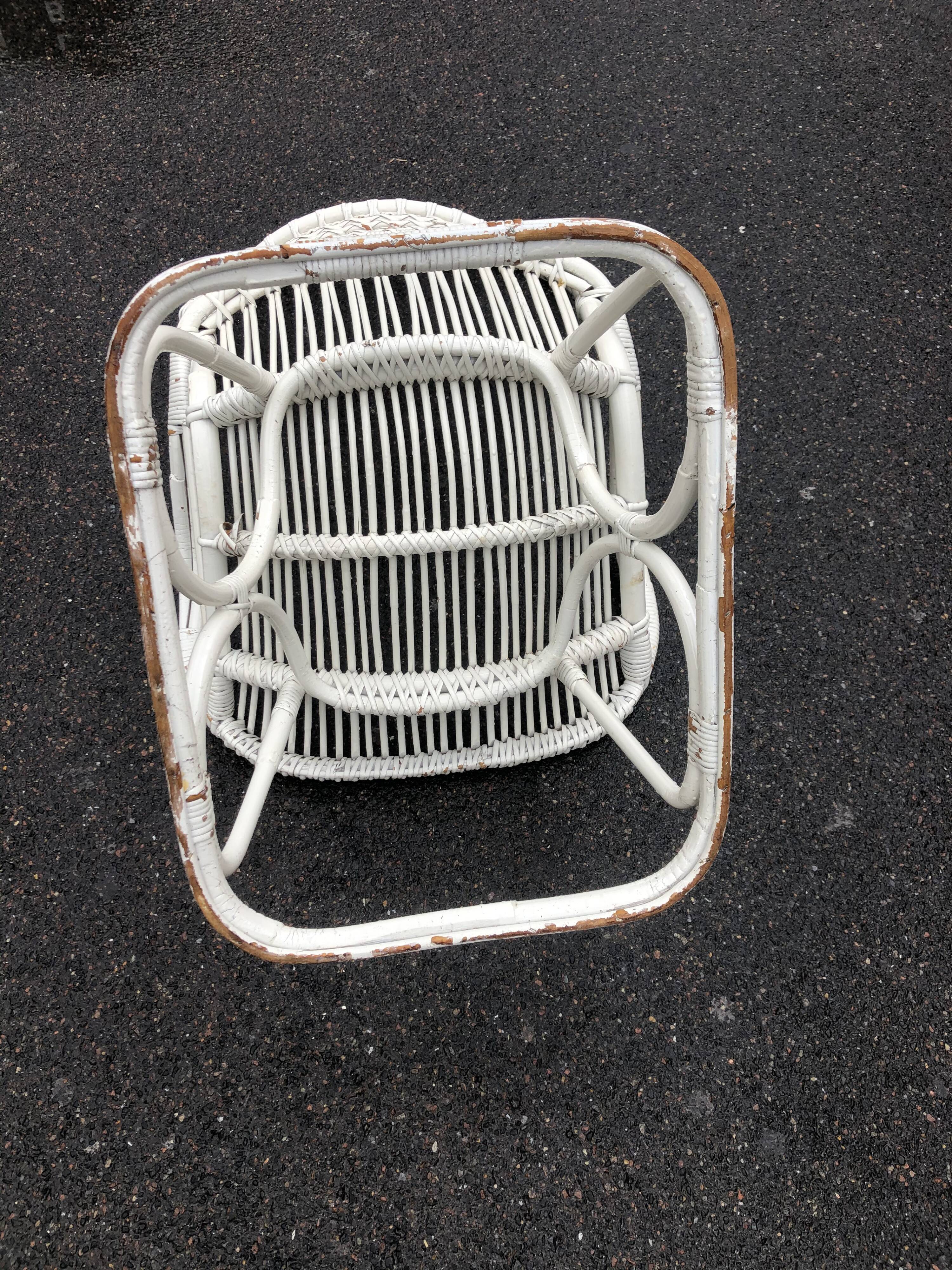 White wicker armchair