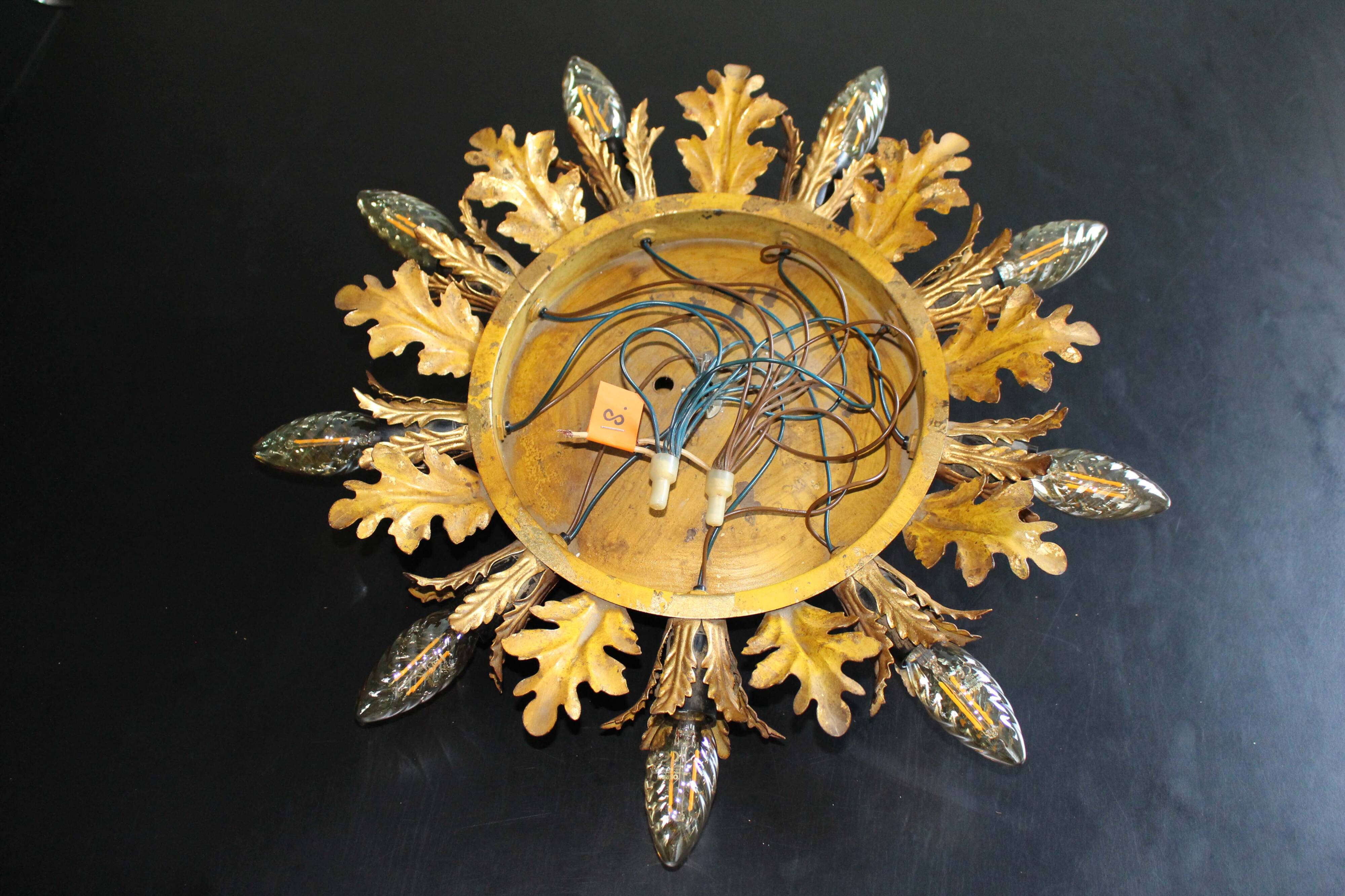 Set of 2 Large Florentine Chandelier Ceiling Lamps  by Banci Firenze Italy Regency Hollywood Style