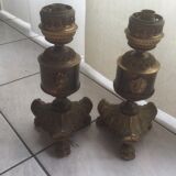 Paire de pieds de lampes anciennes en laiton