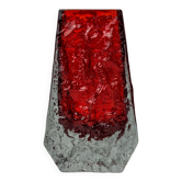 Vase Sommerso rouge effet glaçon par Seguso, Murano, Italie, 1970