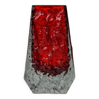 Red Sommerso ice effect vase by Seguso, Murano, Italy, 1970