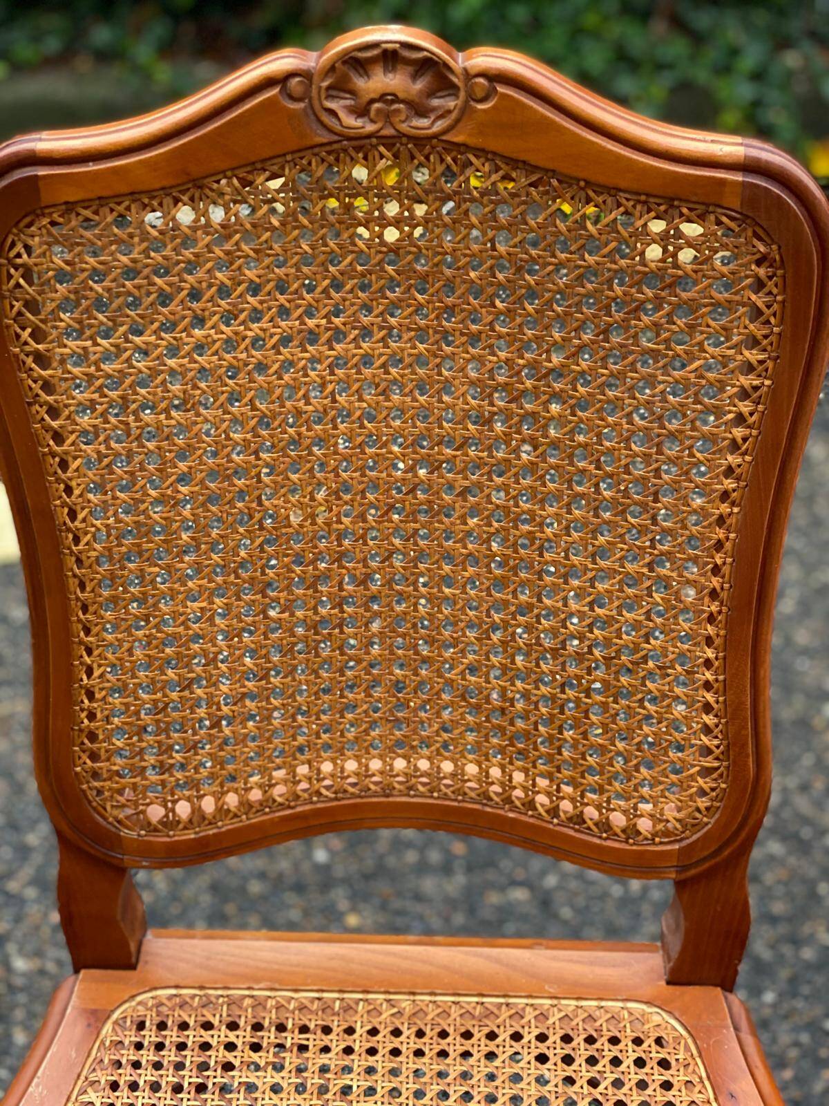 Set of 6 Louis XV style caned chairs in solid wood