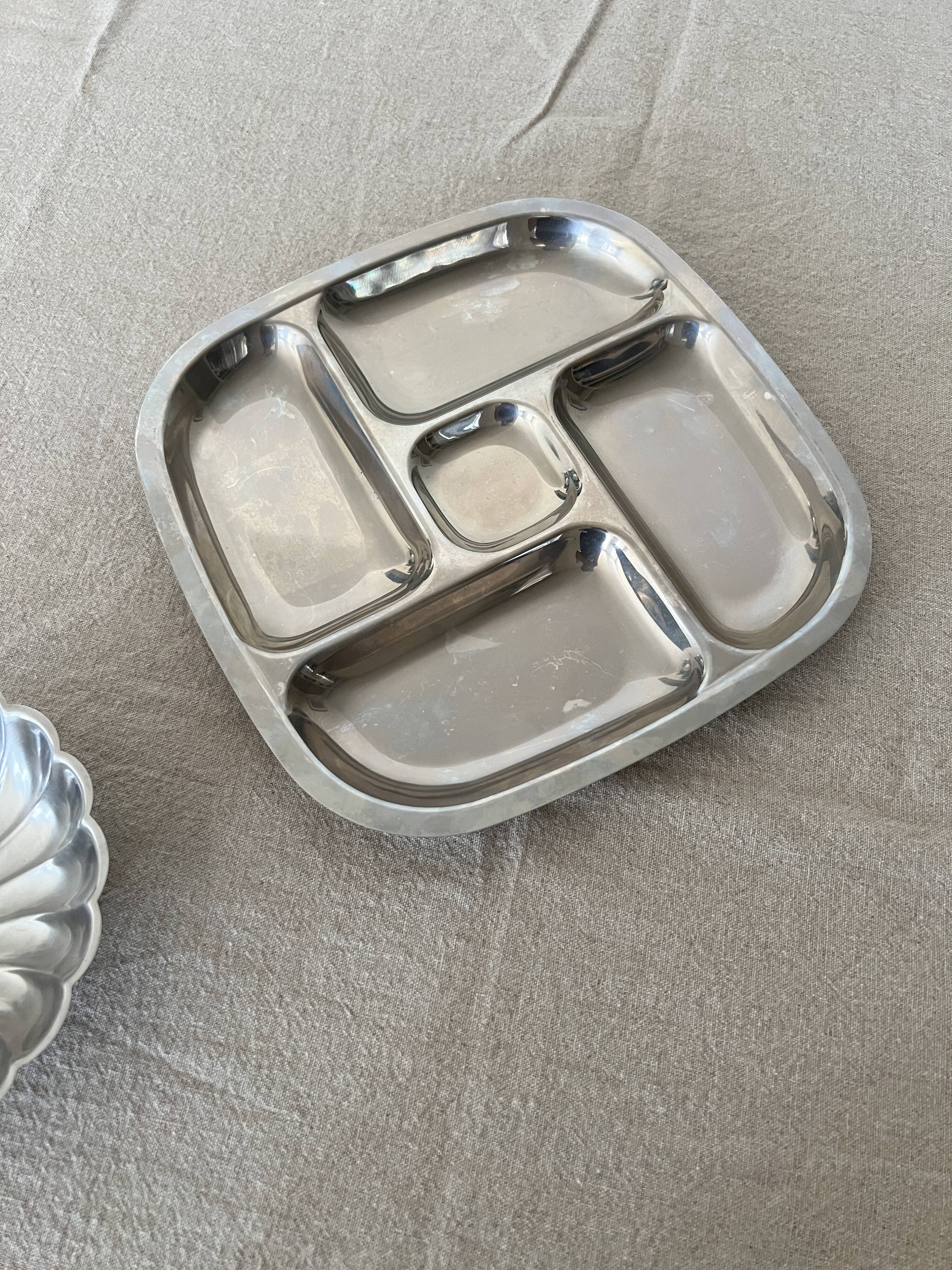 5-bowl chrome aperitif tray, 1970s design