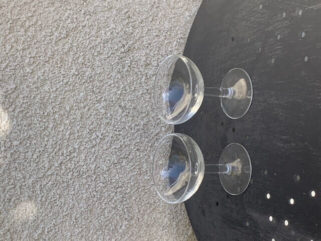 6 vintage transparent glass champagne glasses