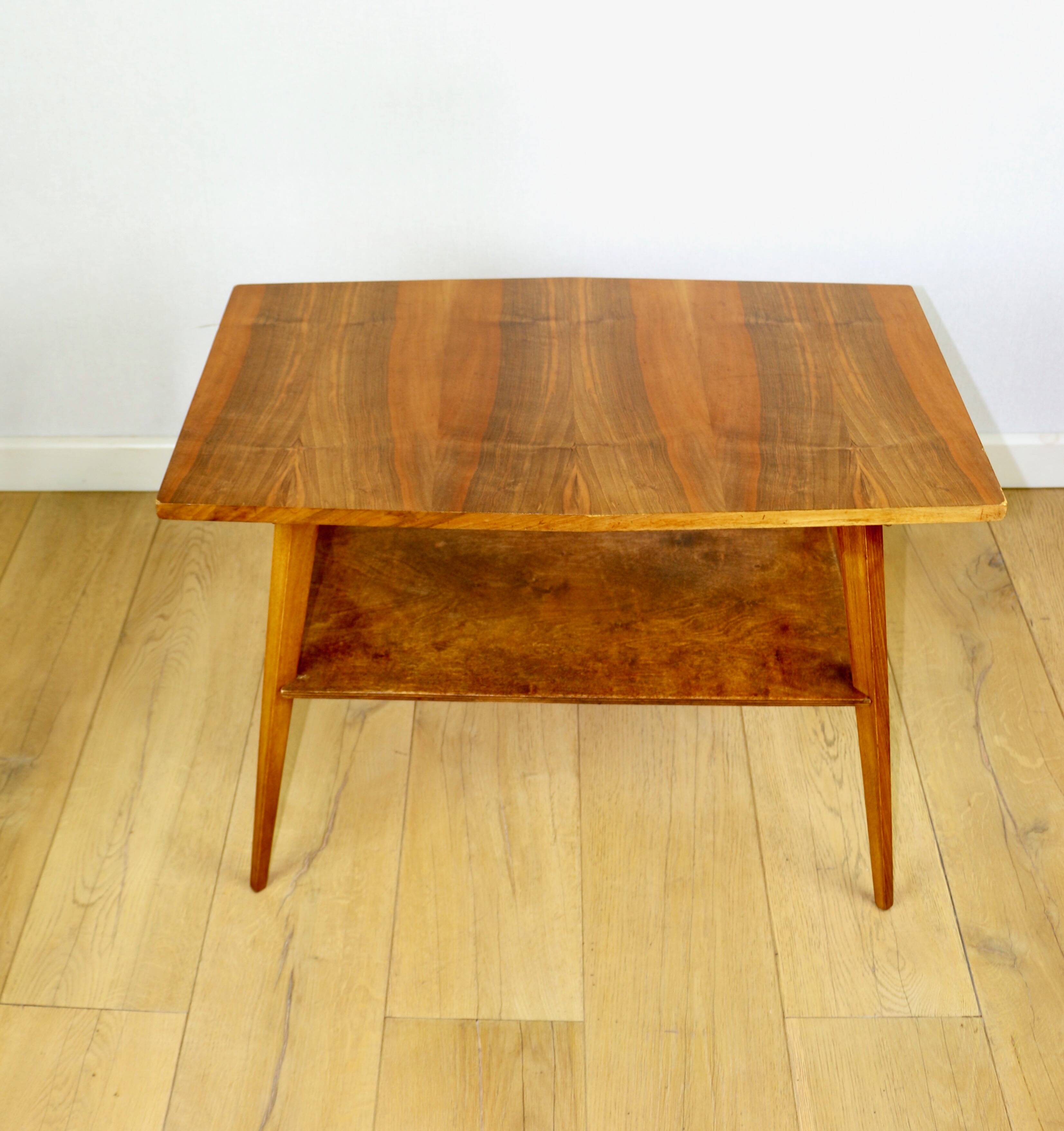 Polish coffee table console 1970s square-multifaceted