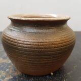 Old Vase SOULAINES DHUYS.  Signed ROYER.  Vase in Enamelled Sandstone.  Color Brown Beige Diameter at