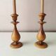 Ensemble de 2 bougeoirs vintage en bois, 1970