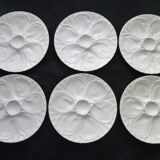 6 Pillivuyt white porcelain oyster plates