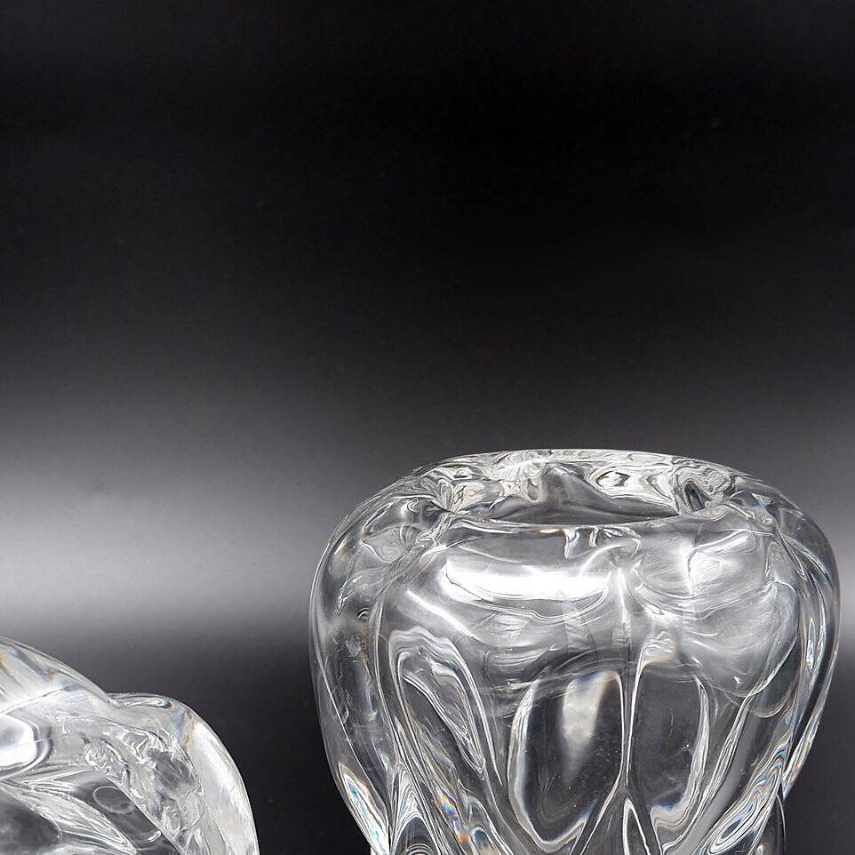 Pair of clear crystal vases by Antonio & Guido Bon for Val St Lambert - 1960s