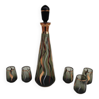 Carafe à liqueur en verre et verres