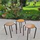 3 wooden and tube school stools
