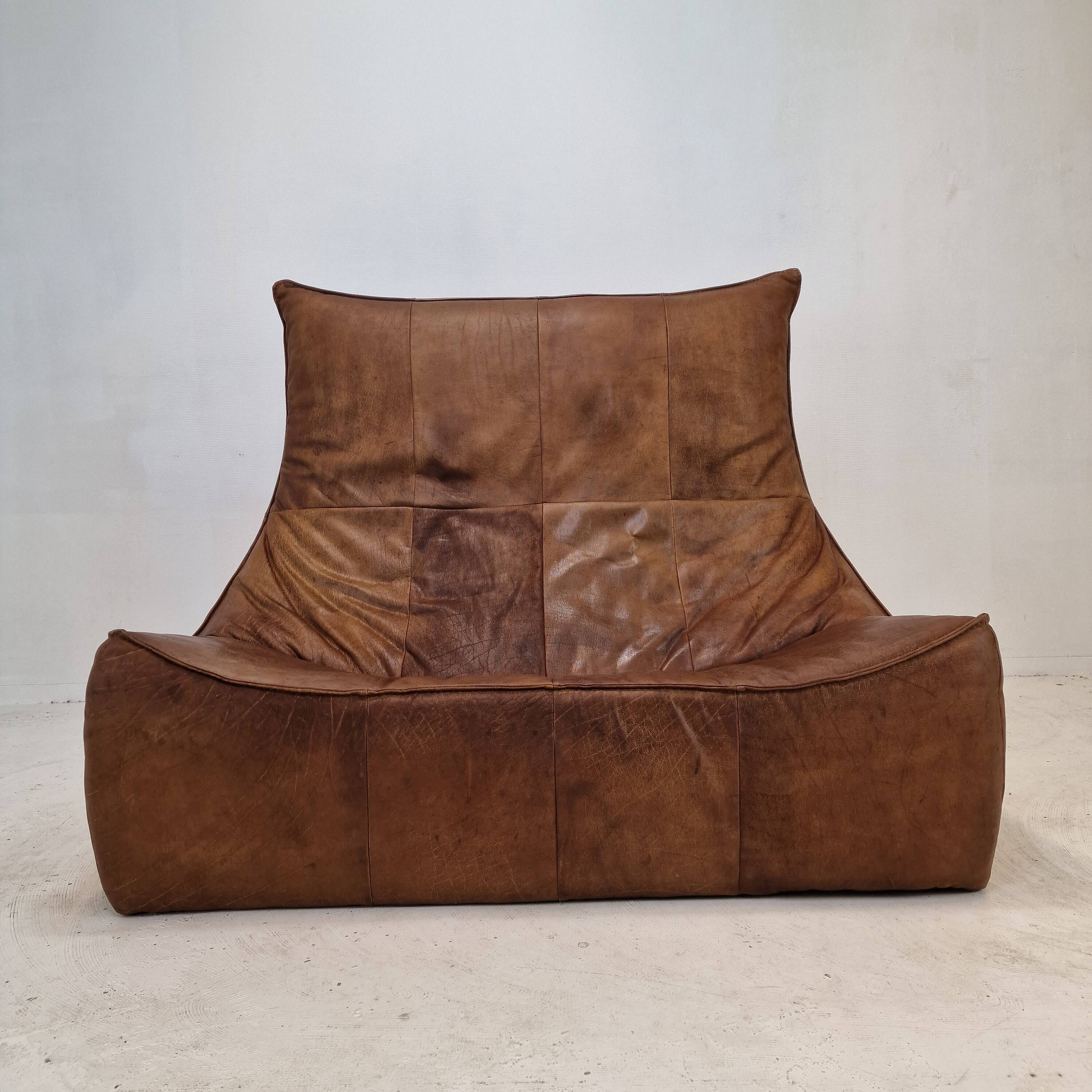 Montis “The Rock” Sofa In Brown Leather By Gerard Van Den Berg, 1970s