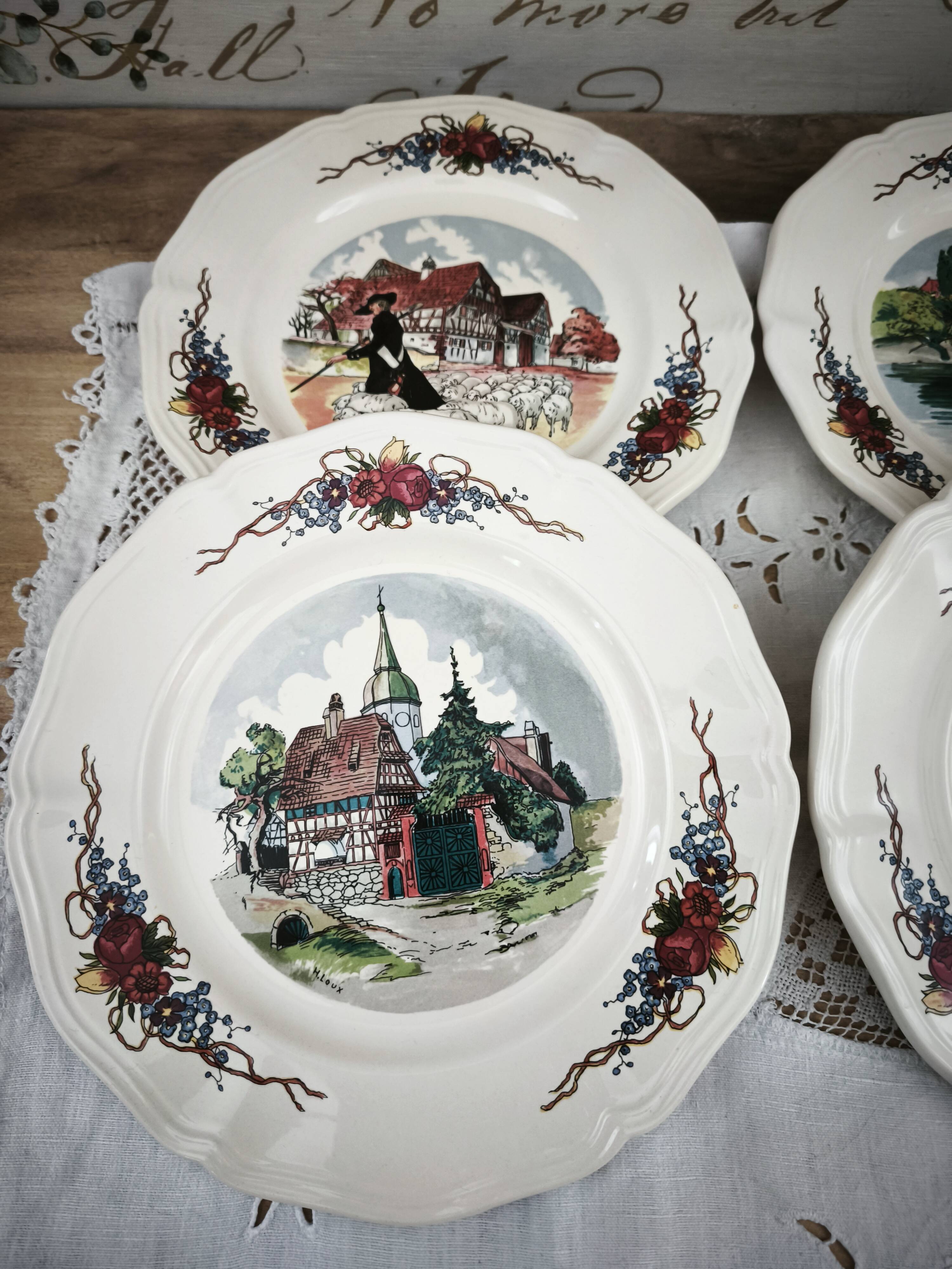 Set of 6 dessert plates Sarreguemines model Obernai
