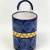 Robert Picault – Enamelled earthenware utensil holder in blue and yellow – Vallauris