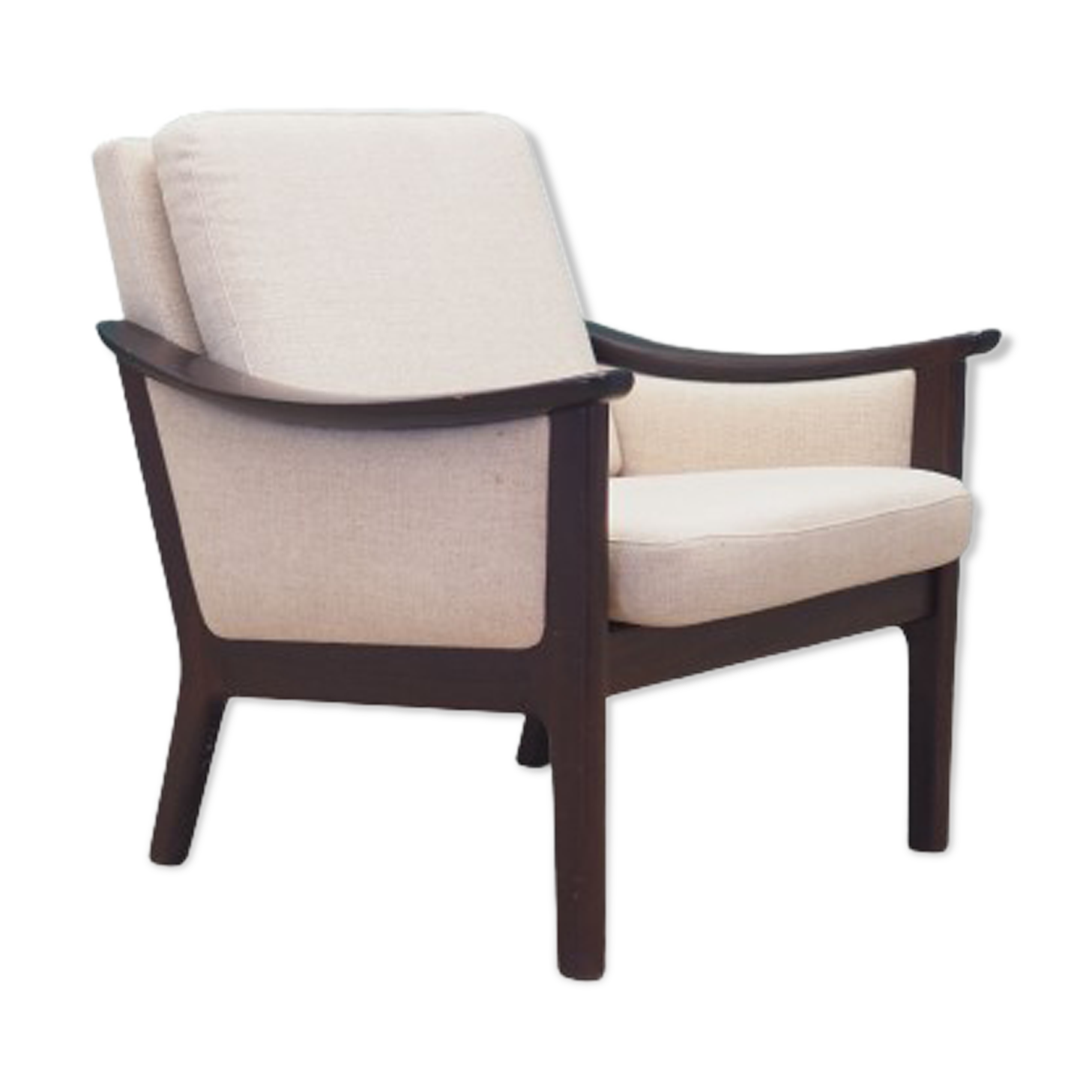 Fauteuil beige, années 1970, design danois, fabriqué au Danemark