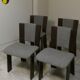Wood and tweed chairs by Acerbis International, Italy, 1980s, set of 4.