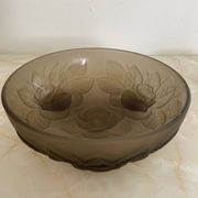 Saladier et ramequins verre fumé signés Muller frères.