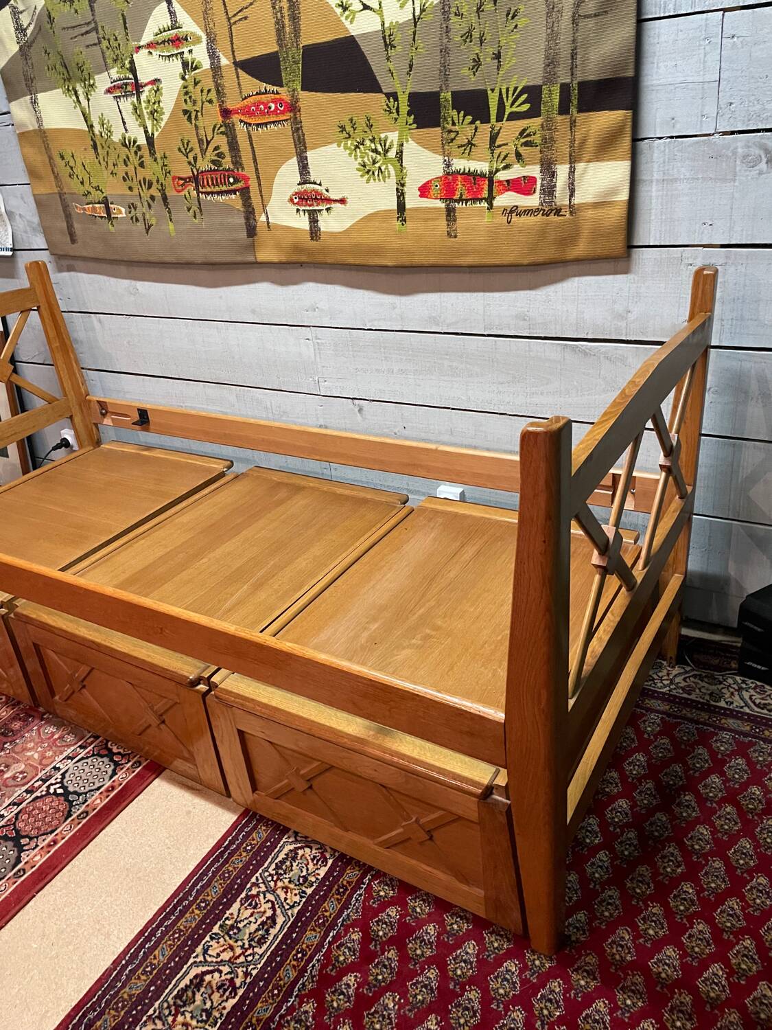 Daybed with vintage box spring, 59/60 cm thick