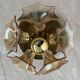 MidCentury Sputnik Flower Ceiling Flush Mount, Amber Murano Glass, Sische, 1960s