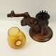 Candlestick vine branch and tinted glass 25 cm