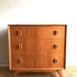 Compass foot chest of drawers in light oak from the 1960s