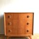 Compass foot chest of drawers in light oak from the 1960s
