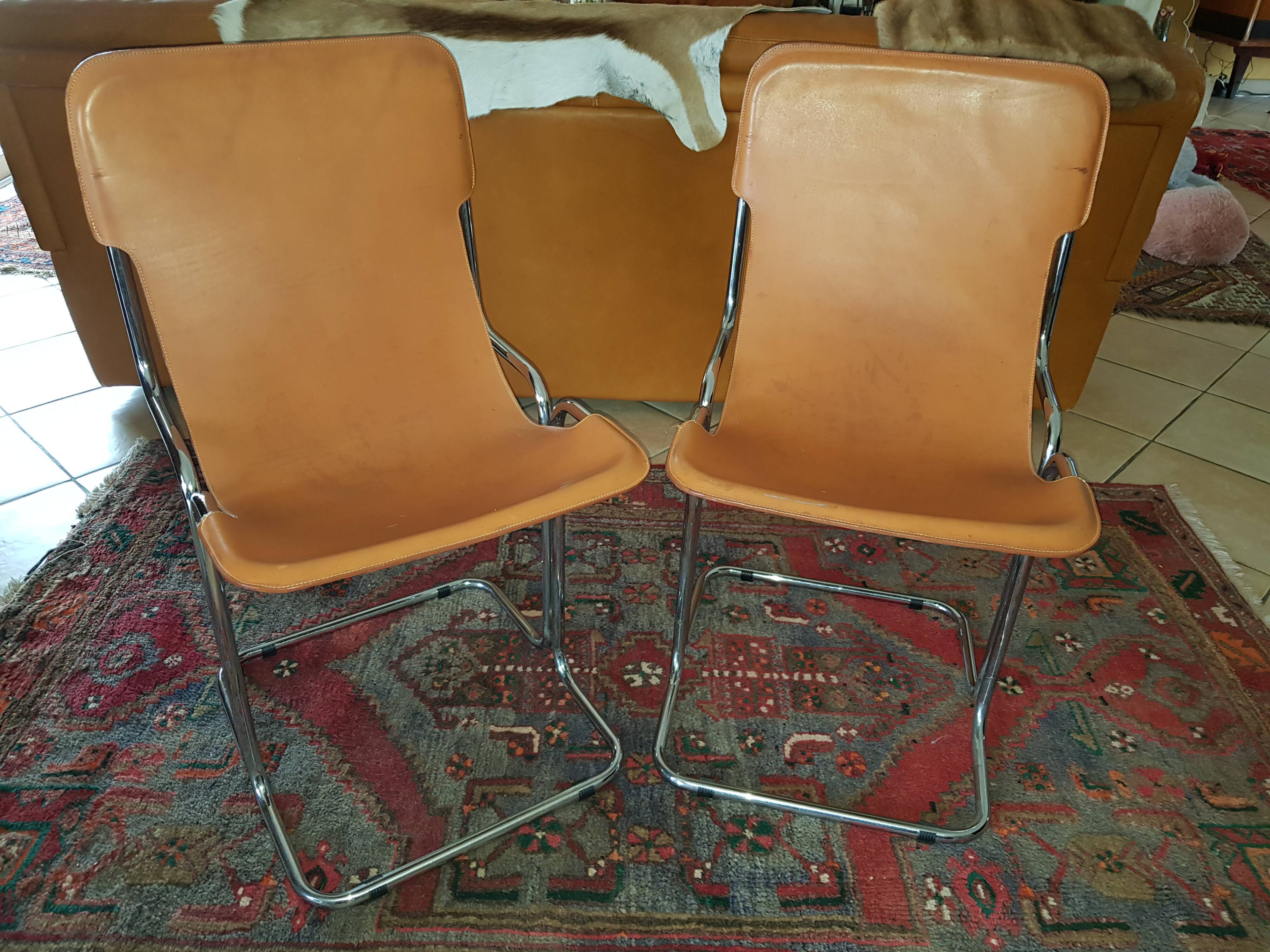 Leather and chrome chairs 1970