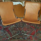Leather and chrome chairs 1970