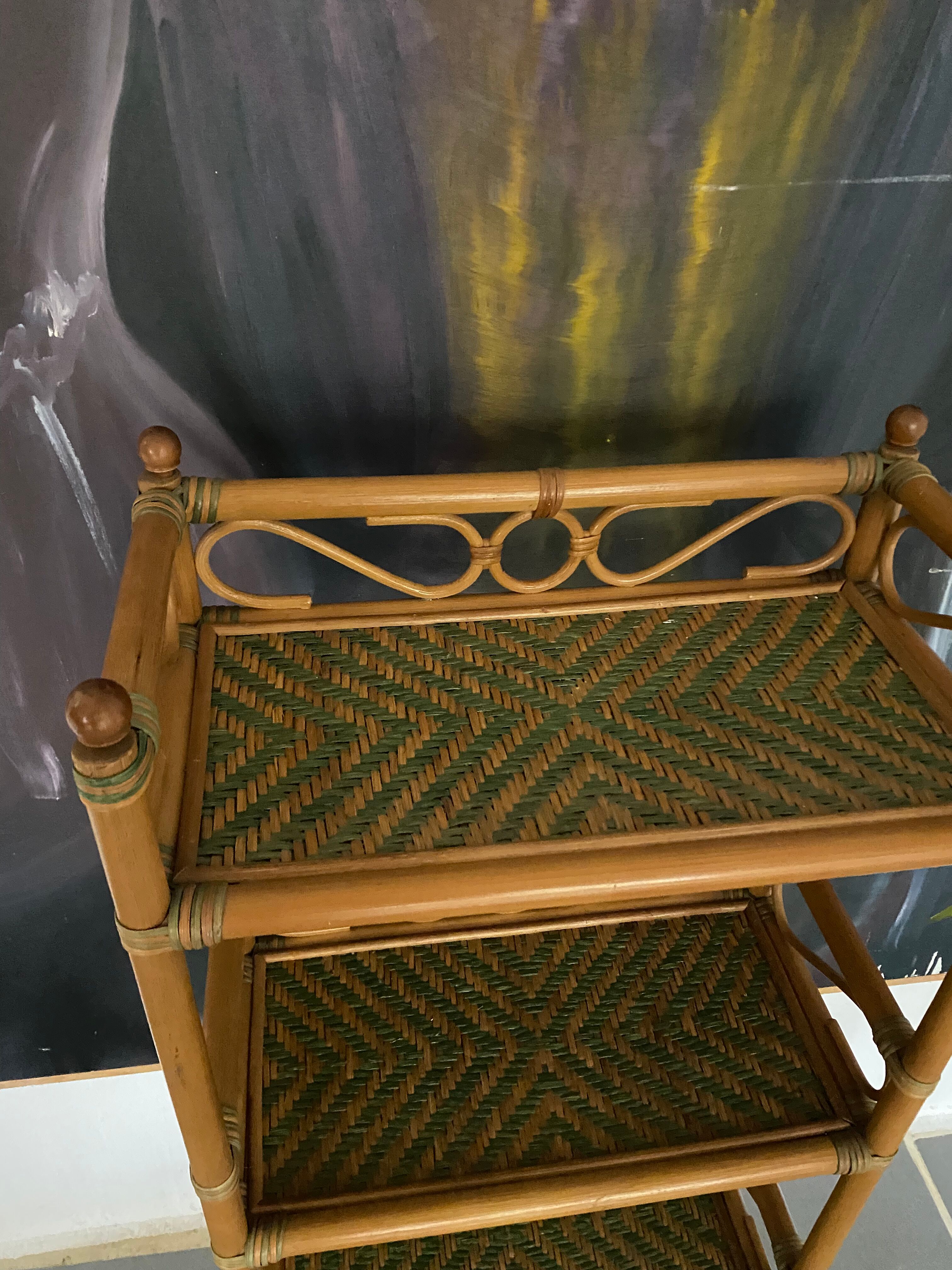 Vintage rattan shelves