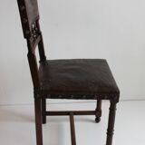 Ensemble de 3 chaises Renaissance en chêne et cuir gaufré, 19ème siècle, Belgique