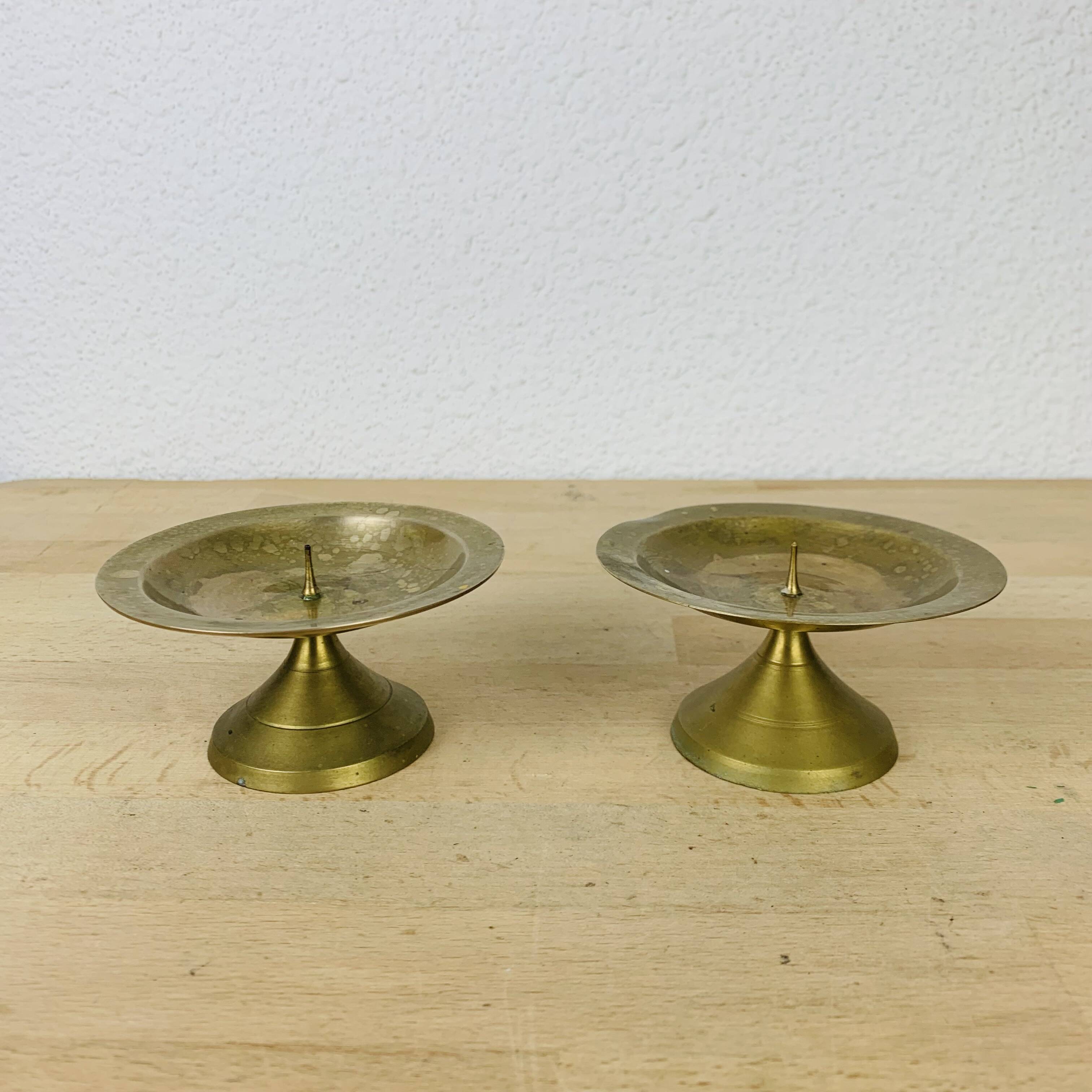 Pair of gilded brass candlesticks