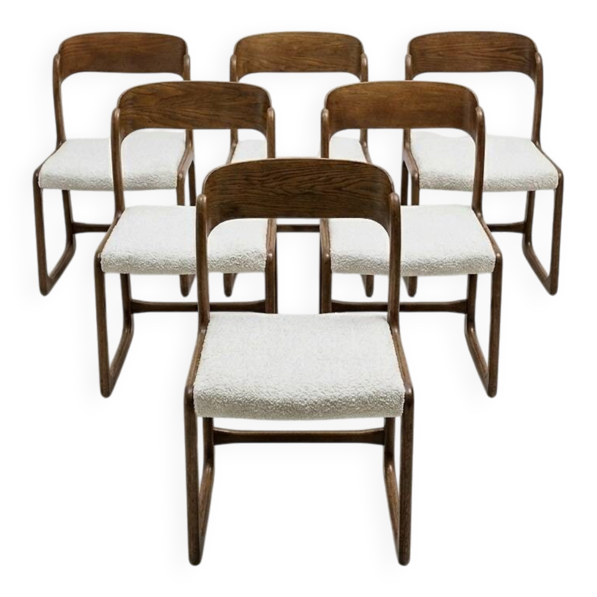 Lot de 6 chaises Baumann modèle Bémol - 1960