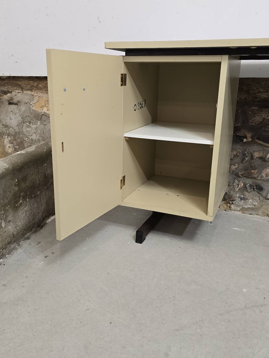 Beige Formica desk 1970