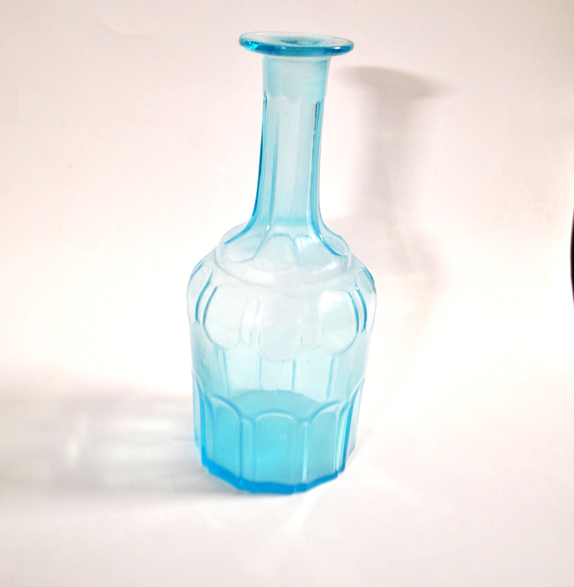 Vintage glass carafe in light blue blown glass 22cm