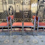 Suite of 4 velvet and chrome chairs 1970