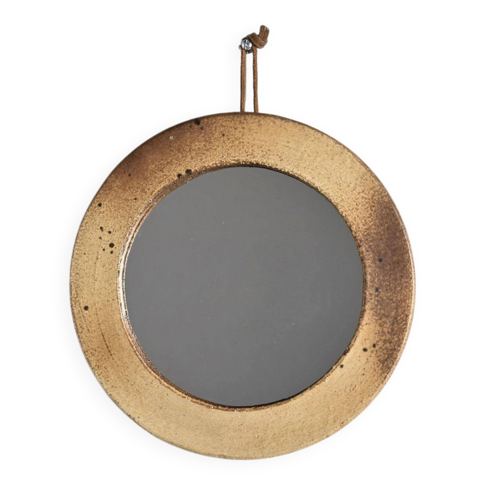 Glazed stoneware mirror, France, circa 1970