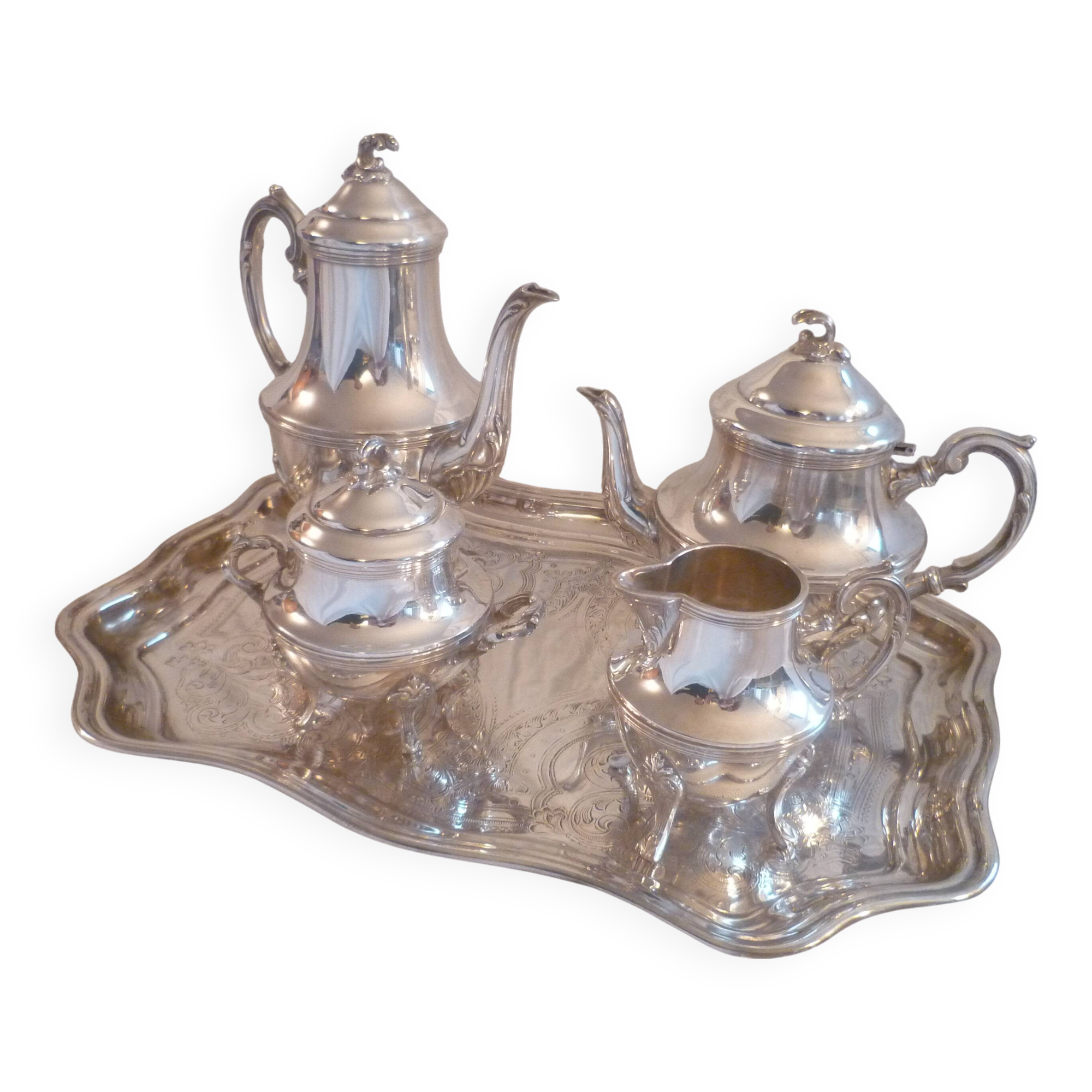 Service a cafe/the 5 pieces met.argente quadripode styl louis xv