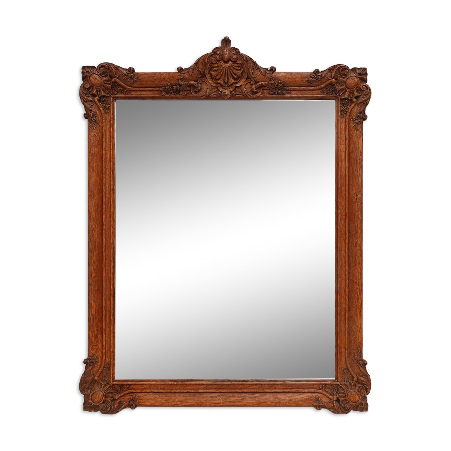 Baroque carved wooden beveled mirror in Louis XV style, France 1900s