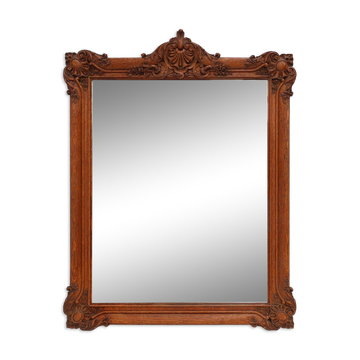 Baroque carved wooden beveled mirror in Louis XV style, France 1900s